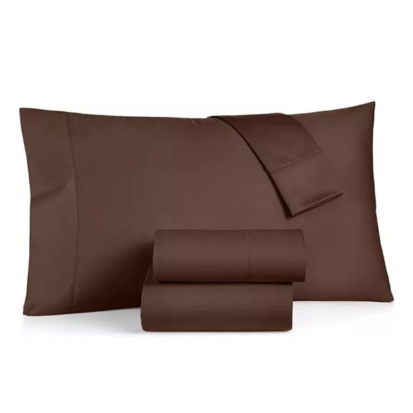 4-pc MOCHA COFFEE Charter Club Solid 550 TC Cotton Extra-Deep CAL KING Sheet Set - Picture 1 of 11